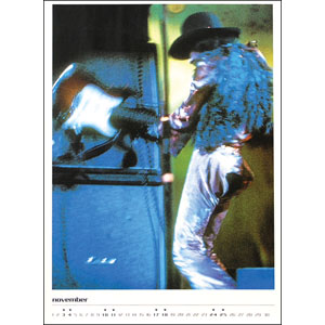 Jimi Hendrix Calendar Back
