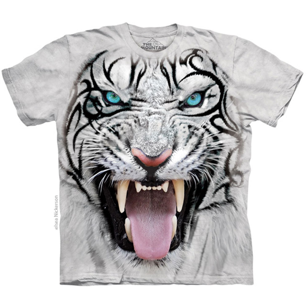 The Mountain Big Face Tribal White Tiger T-shirt