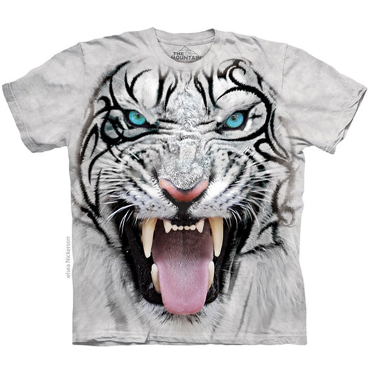 The Mountain Big Face Tribal White Tiger T-shirt