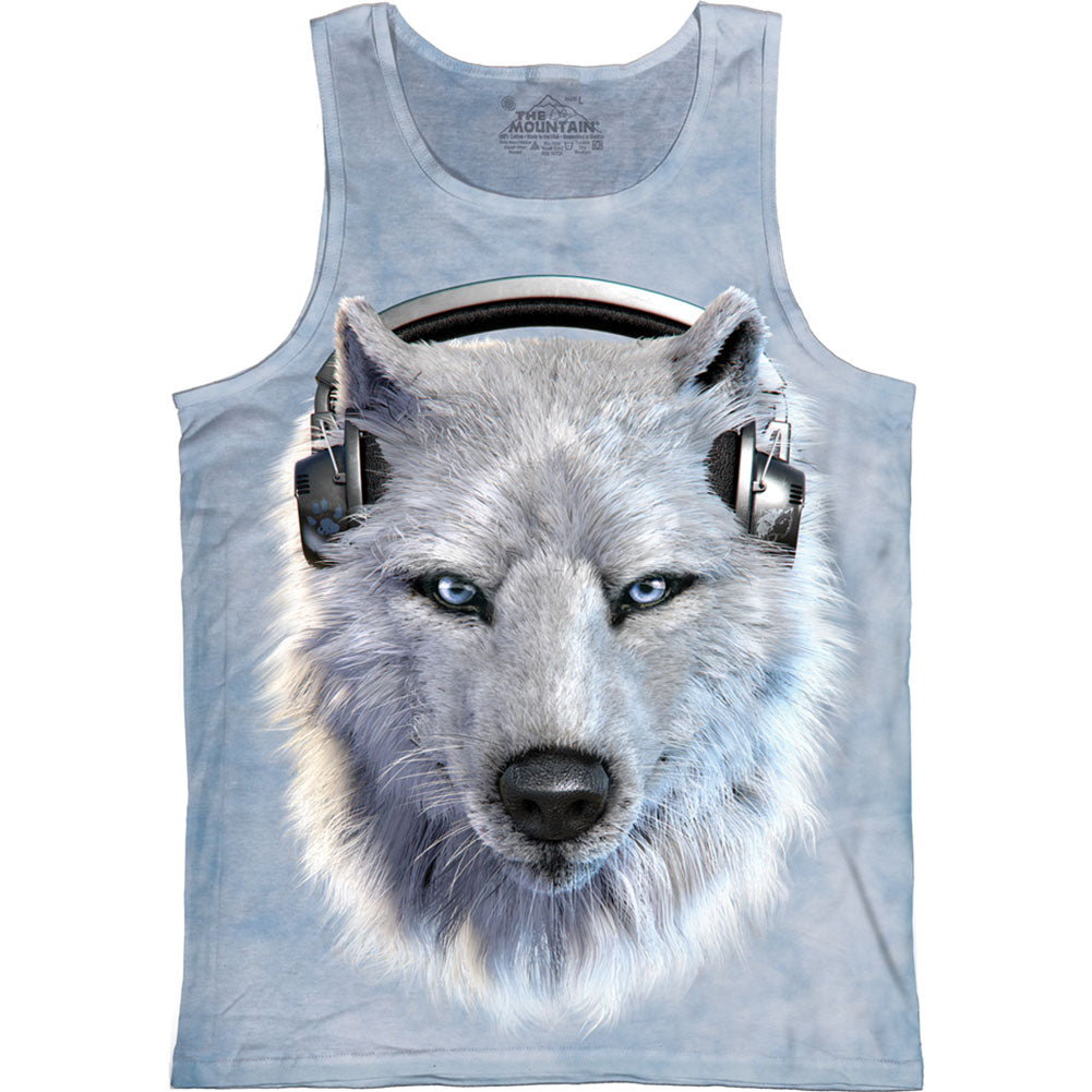 The Mountain White Wolf Dj Small Mens Tank