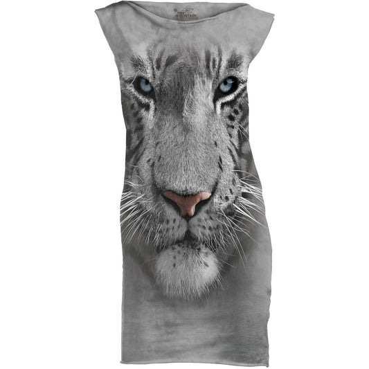The Mountain White Tiger Face Mint Dress