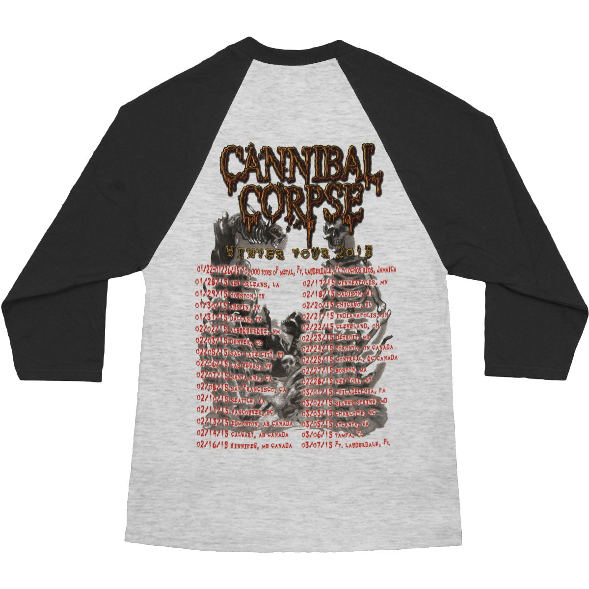Cannibal Corpse Winter 2015 Baseball Jersey Back