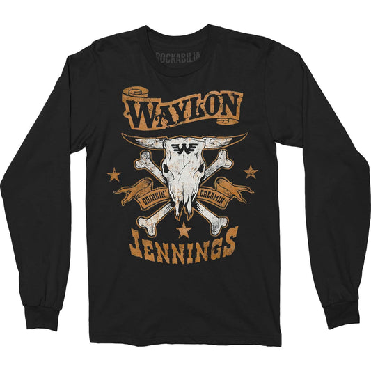 Waylon Jennings Drinkin And Dreaming L/S Long Sleeve Front