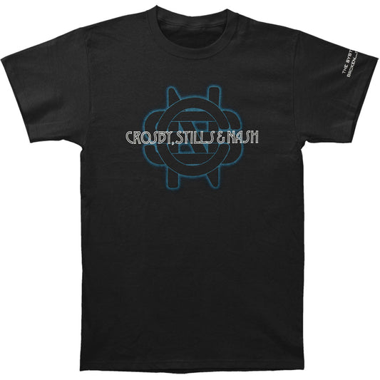Crosby Stills Nash Young Black Initials/Stamp T-shirt Front