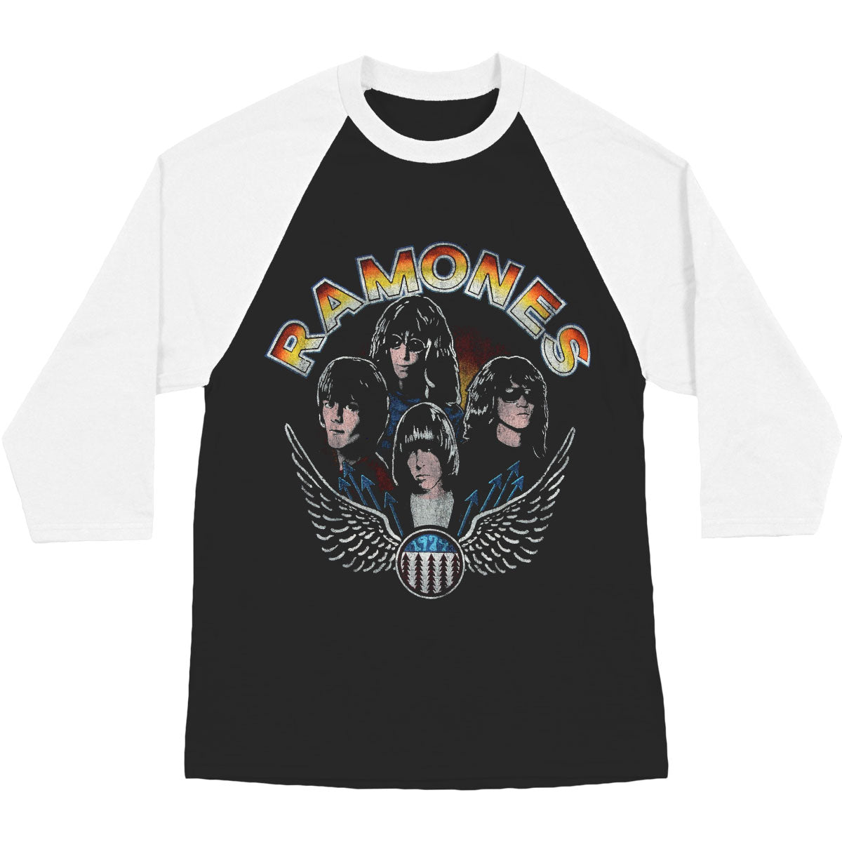 Ramones Vintage Wings Photo Baseball Jersey Front