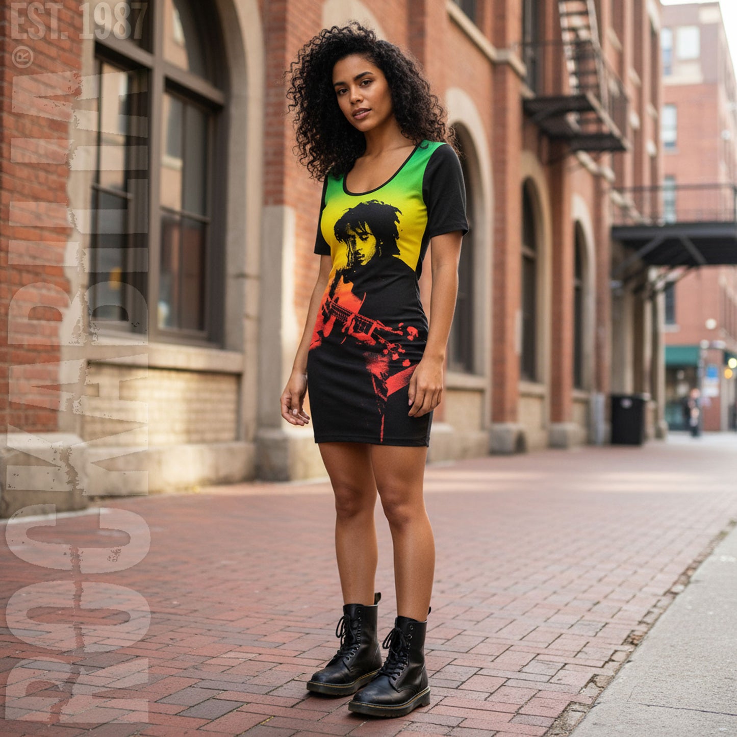 Ombre Short Sleeve Dress Work Dress