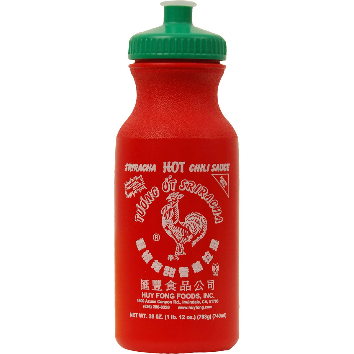 Sriracha Bottle Label Water Bottle Front