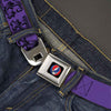 Text With Skull & Roses Purple Seatbelt Buckle Belt