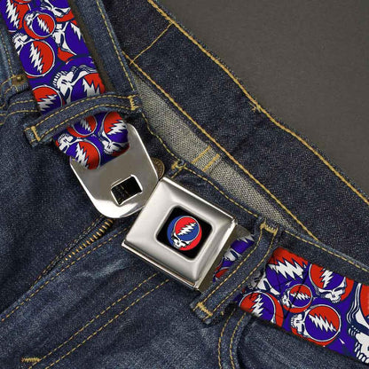 Grateful Dead Steal Your Face Stacked Seatbelt Buckle Belt