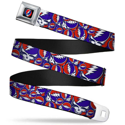 Grateful Dead Steal Your Face Stacked Seatbelt Buckle Belt