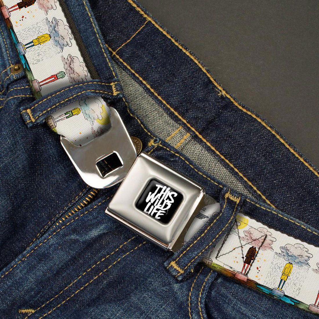 This Wild Life Clouded People Seatbelt Buckle Belt Back