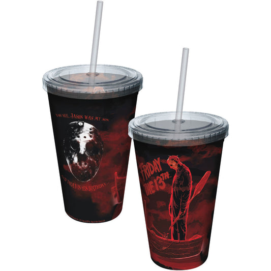 Friday The 13th Was My Son Straw Tumbler Front