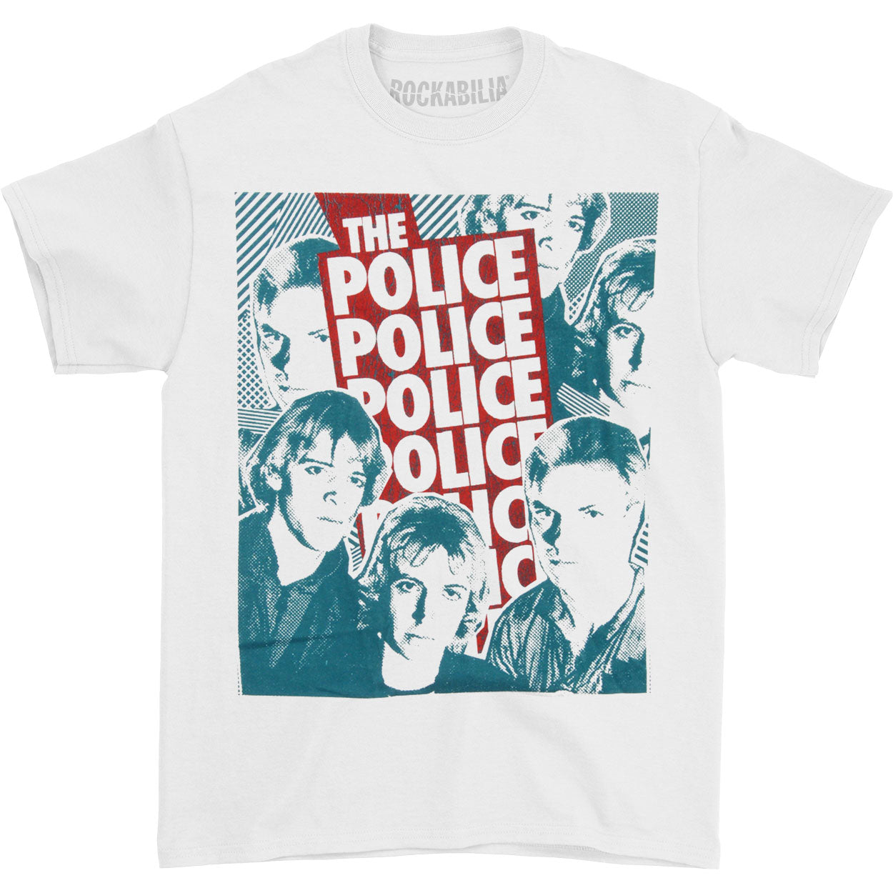 Police Half Tone Faces T-shirt Front