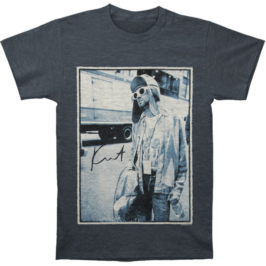 Nirvana Kurt Cobain Standing By Bus Photo Regular Mens T-shirt Front
