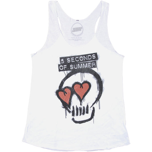 5 Seconds Of Summer Heart Eyes Skull Womens Tank Front