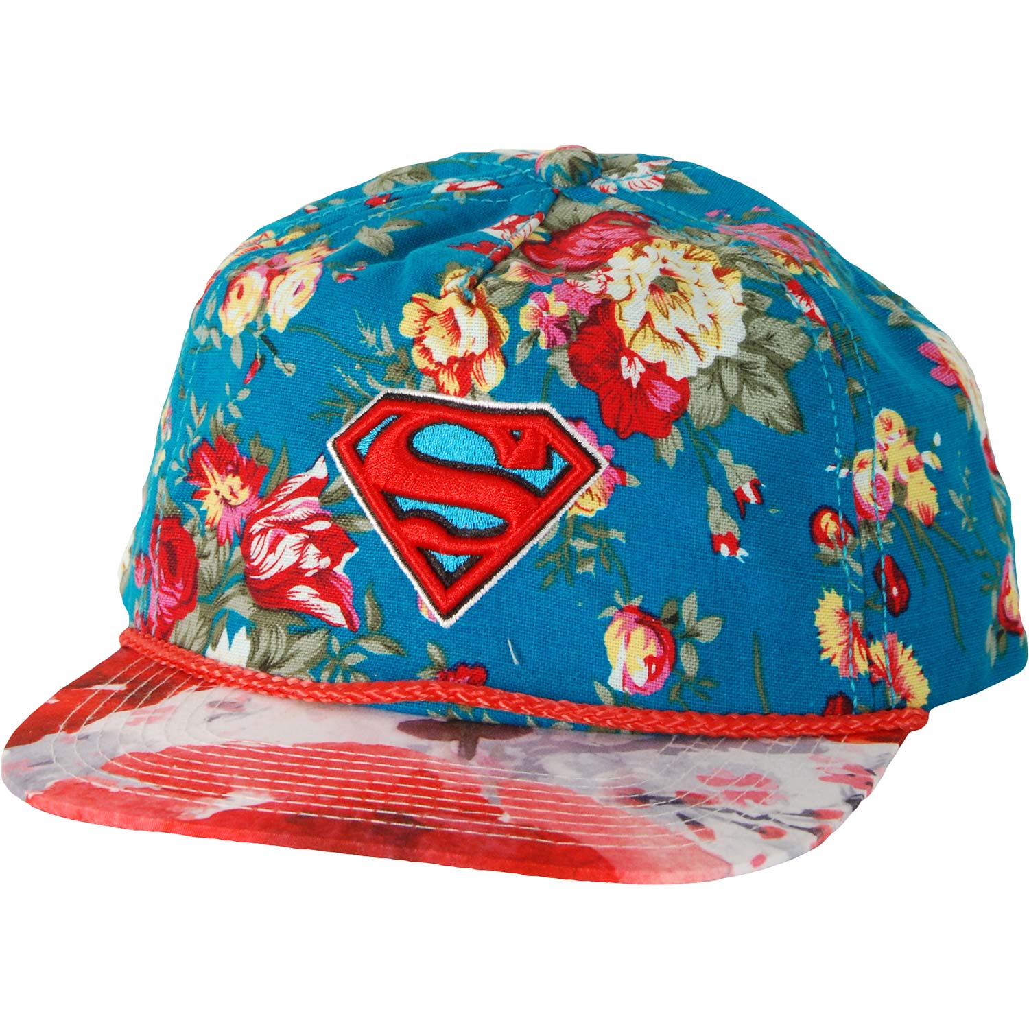 Superman Floral Print Baseball Cap