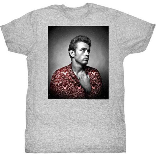 James Dean Red Flower Print T-shirt Front
