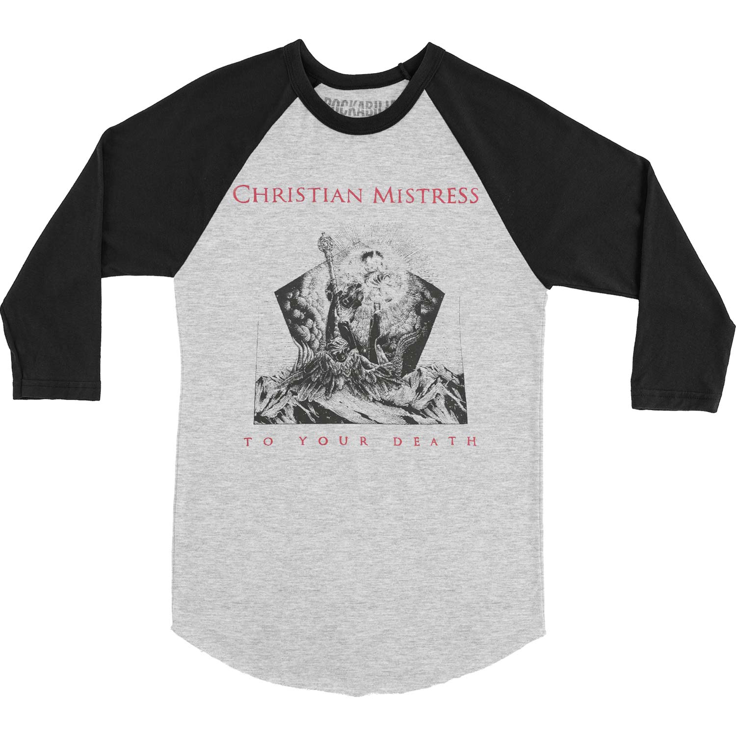 Christian Mistress To Your Death Raglan Baseball Jersey Front