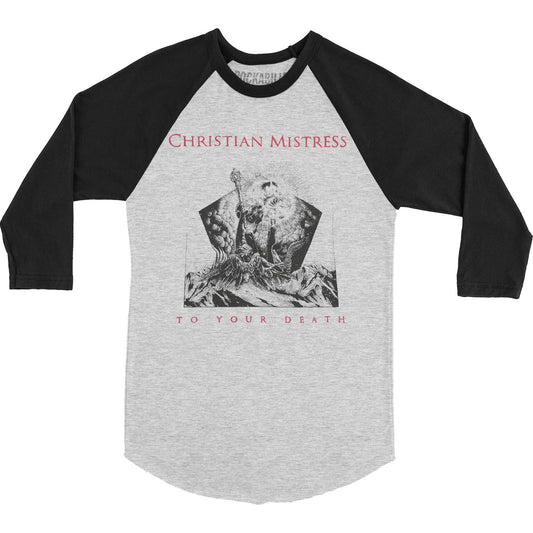 Christian Mistress To Your Death Raglan Baseball Jersey Front