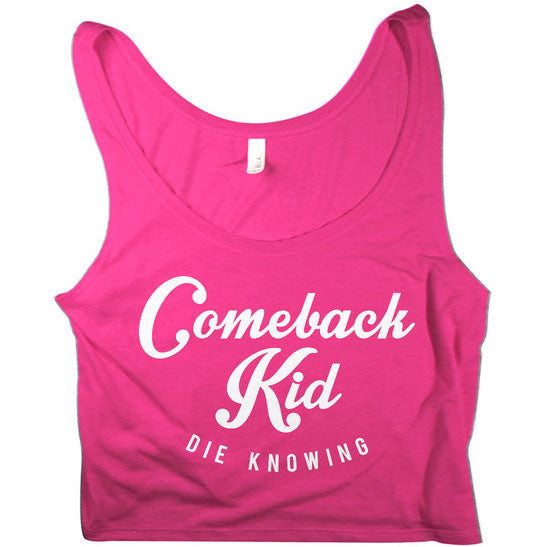 Comeback Kid Script Red Crop Top Junior Top Front
