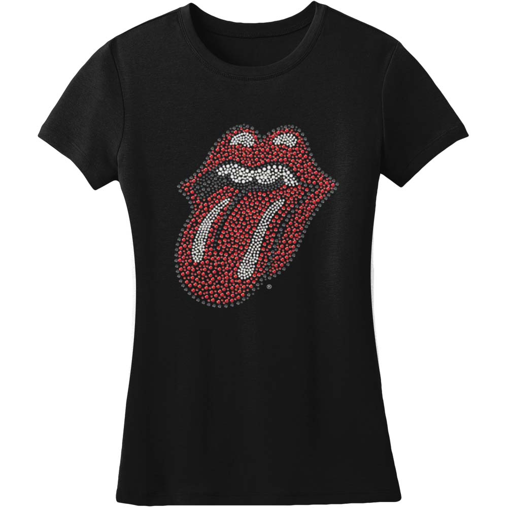 Rolling Stones Classic Tongue Rhinestone Junior Top Front