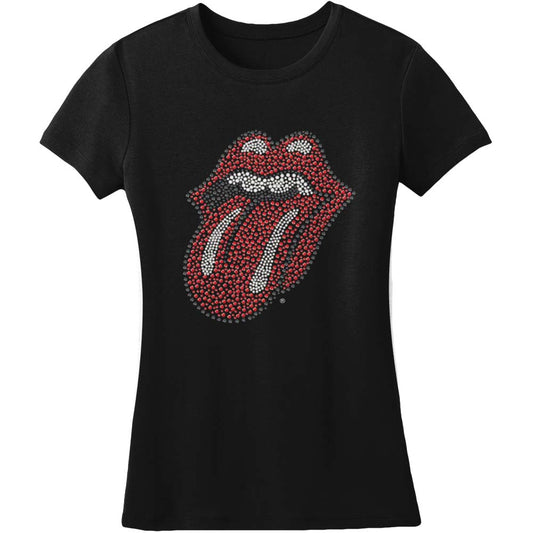 Rolling Stones Classic Tongue Rhinestone Junior Top Front