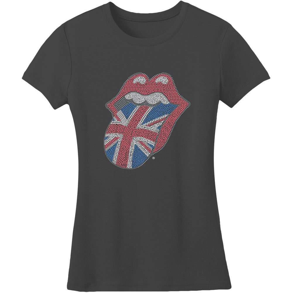 Rolling Stones Classic Uk Tongue Rhinestones Junior Top Front