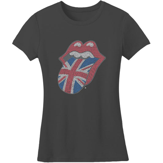 Rolling Stones Classic Uk Tongue Rhinestones Junior Top Front