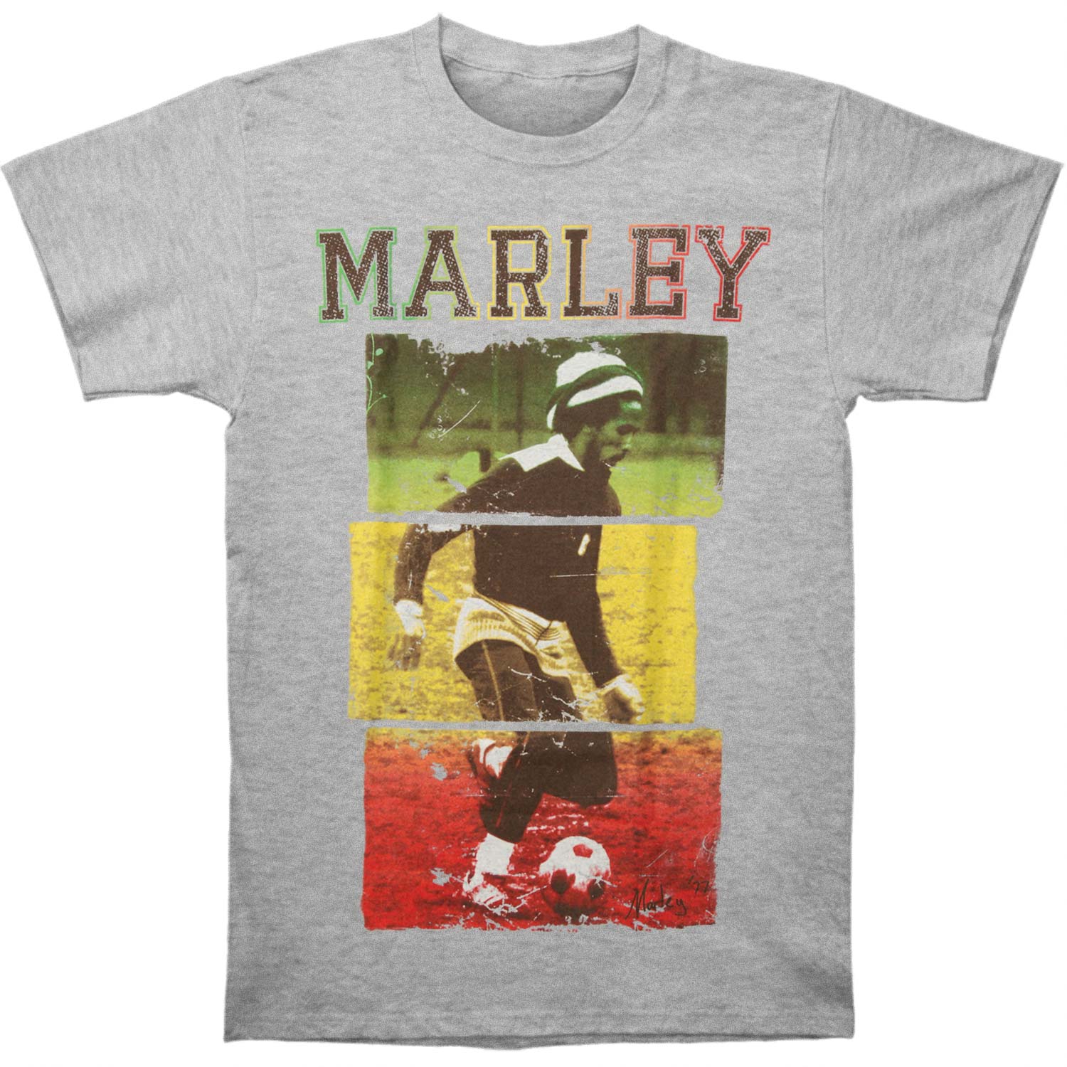 Bob Marley Football Text Slim Fit T-shirt Front