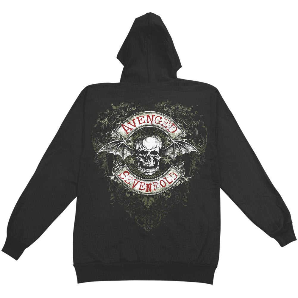 Avenged Sevenfold Flourish Logo Zippered Hooded Sweatshirt Back