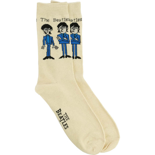 Beatles Cartoon Standing (Cream) Socks Front