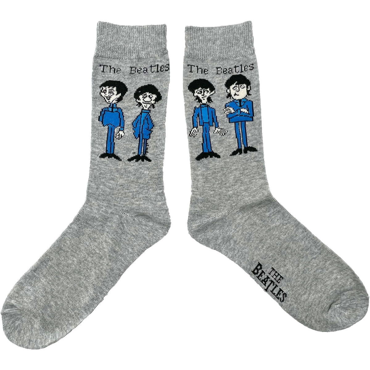 Beatles Cartoon Standing (Grey) Socks Front