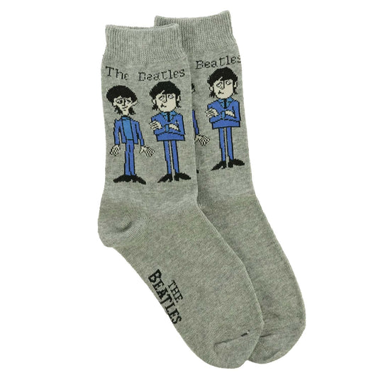 Beatles Cartoon Standing (Grey) Socks Front