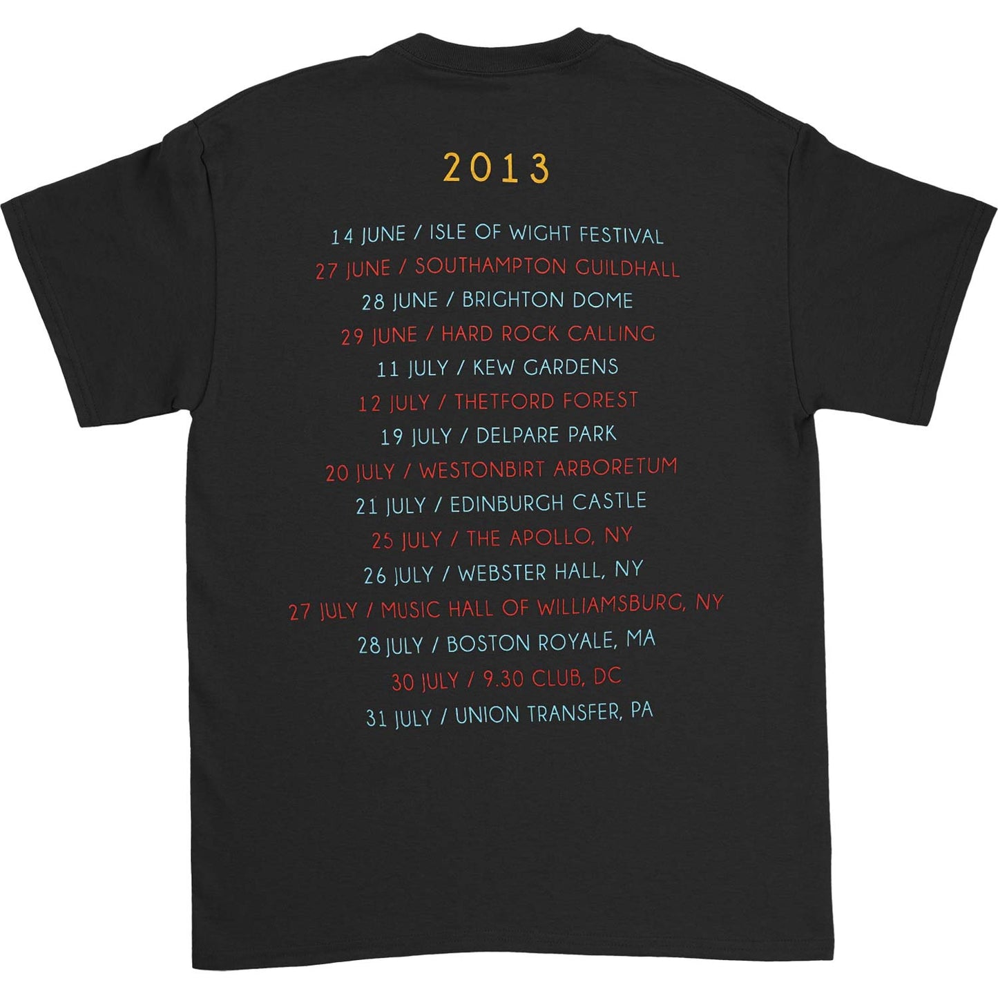 Paul Weller Sonik 2013 Tour T-shirt Back