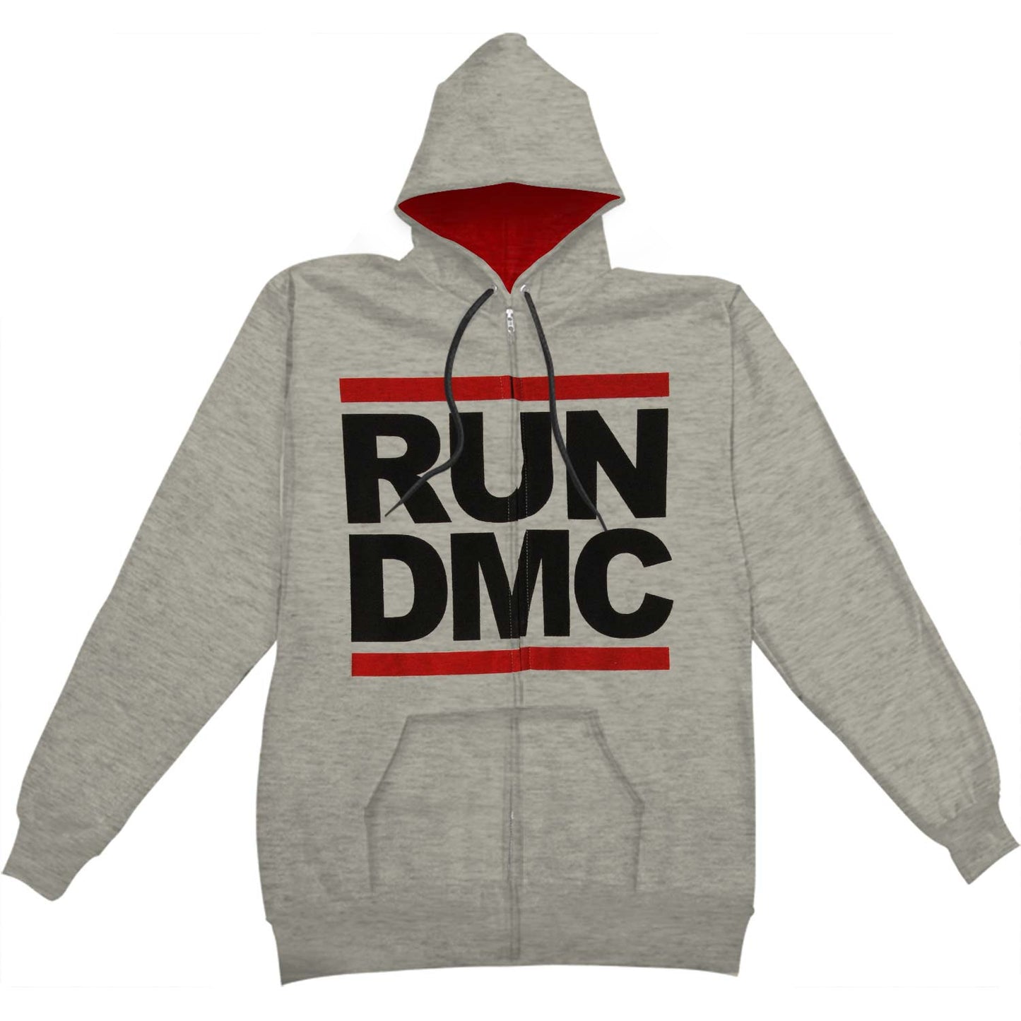Run DMC Photo On Back Zippered Hooded Sweatshirt Front