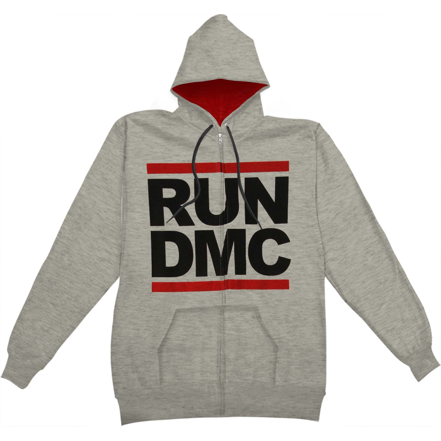 Run DMC Photo On Back Zippered Hooded Sweatshirt Front