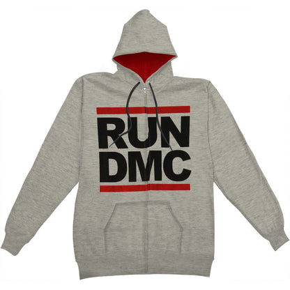 Run DMC Photo On Back Zippered Hooded Sweatshirt Front