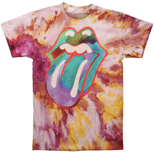 Rolling Stones Multi Colored Tongue Tie Dye Tee Tie Dye T-shirt Front