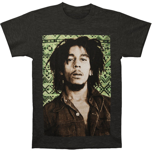 Bob Marley Green Aztec T-shirt Front