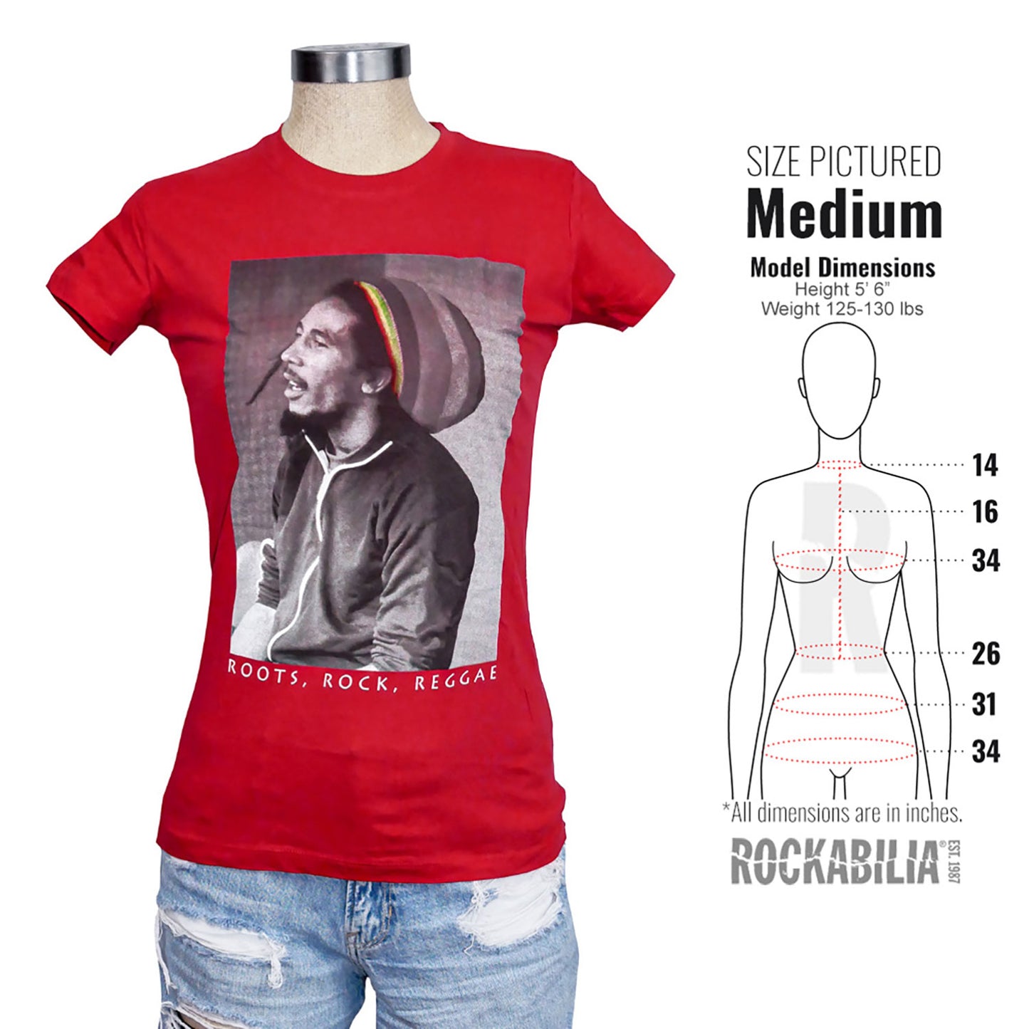 Roots Rock Reggae Rasta Beanie Womens Tee Junior Top