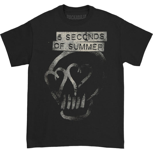 5 Seconds Of Summer Heart Skull Silver T-shirt Front