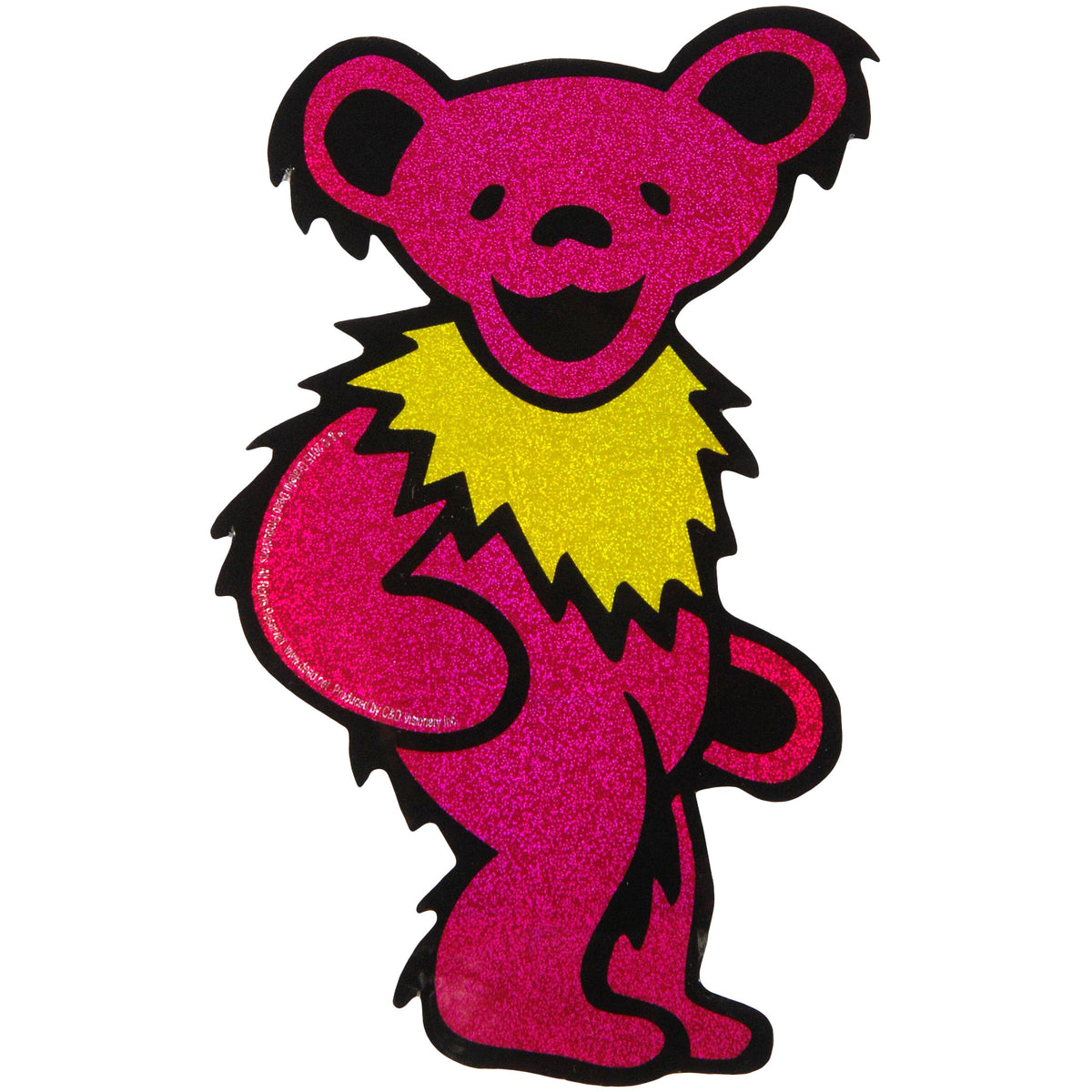 Grateful Dead Pink Bear Glitter Sticker Front