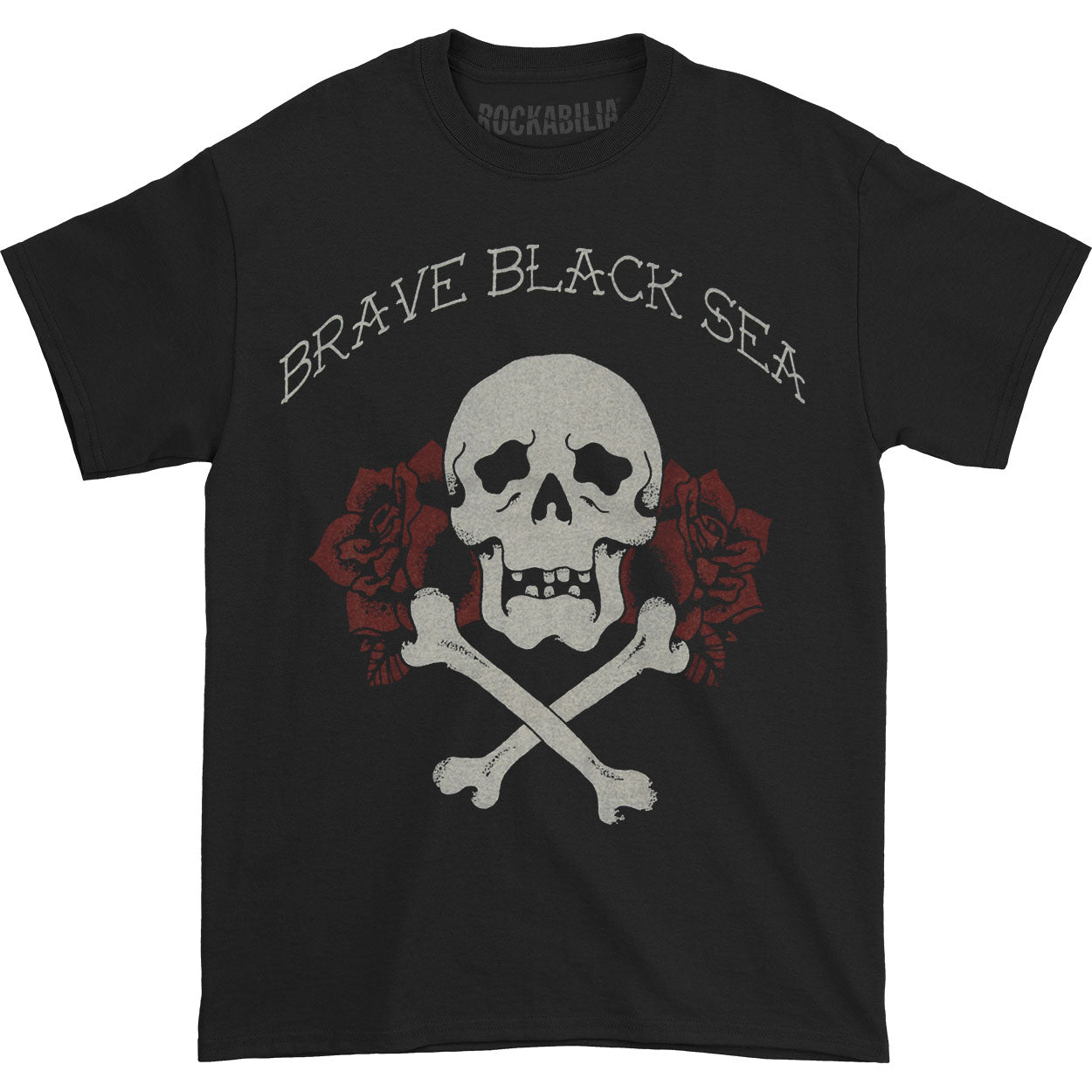 Brave Black Sea Skull Roses T-shirt Front