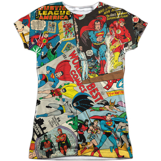 Justice League Of America Classic Collage Sublimation Junior Top Front