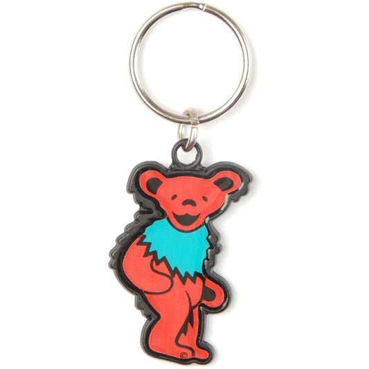 Grateful Dead Red And Blue Bear Metal Key Chain Front