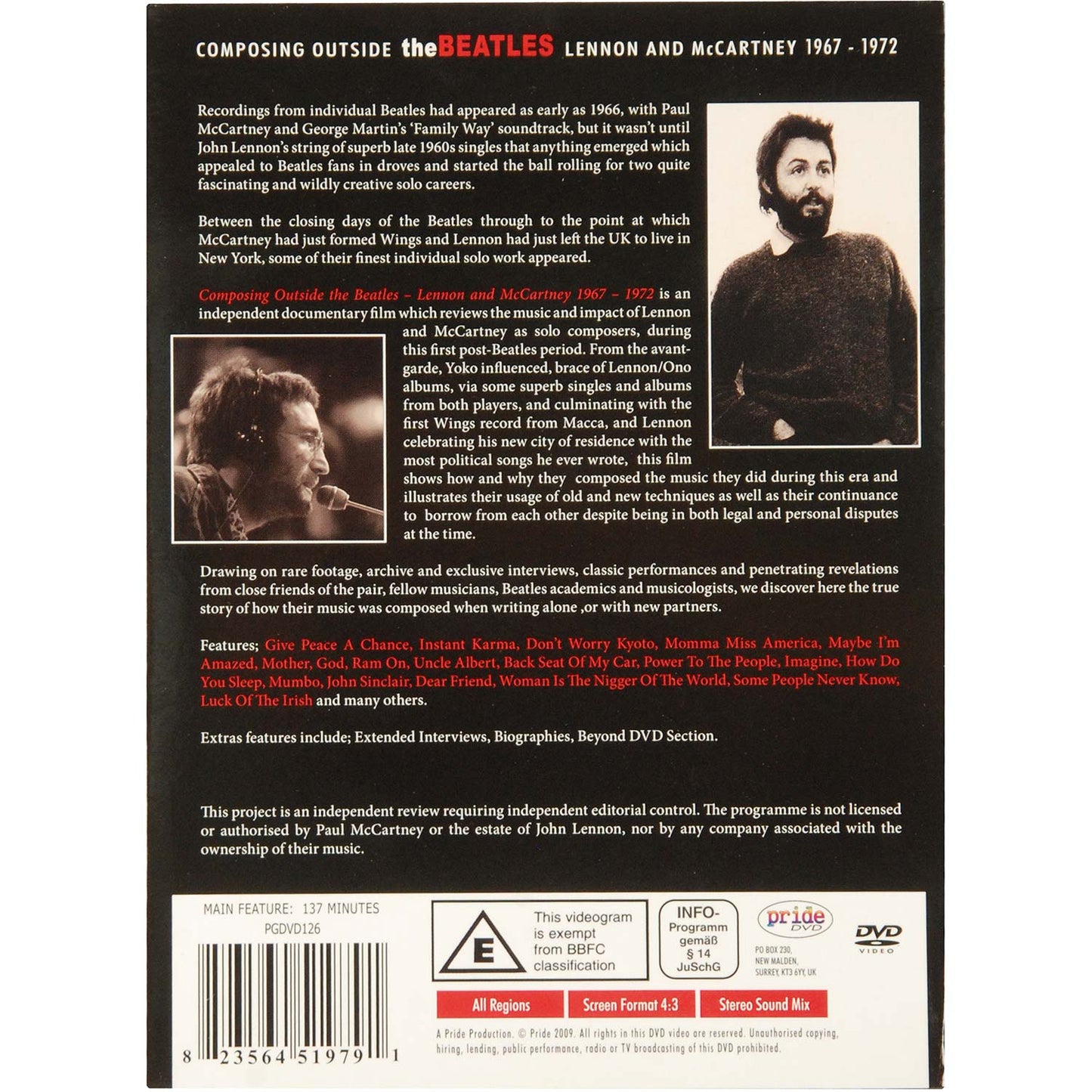 Beatles Composing Outside The Beatles: Lennon & McCartney 1967-1972 DVD