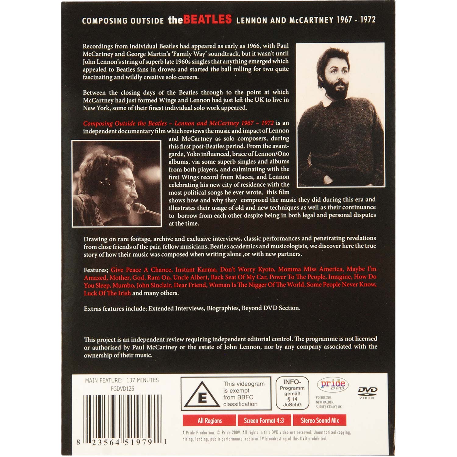 Beatles Composing Outside The Beatles: Lennon & McCartney 1967-1972 DVD