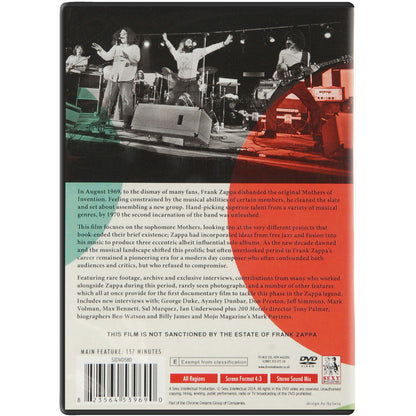 Frank Zappa Freak Jazz, Movie Madness & Another Mothers DVD Back