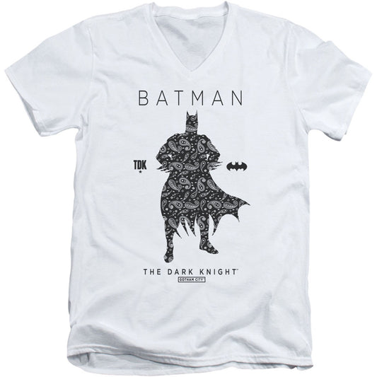 Batman Paislety Silhouette Adult V-Neck Slim Fit T-shirt