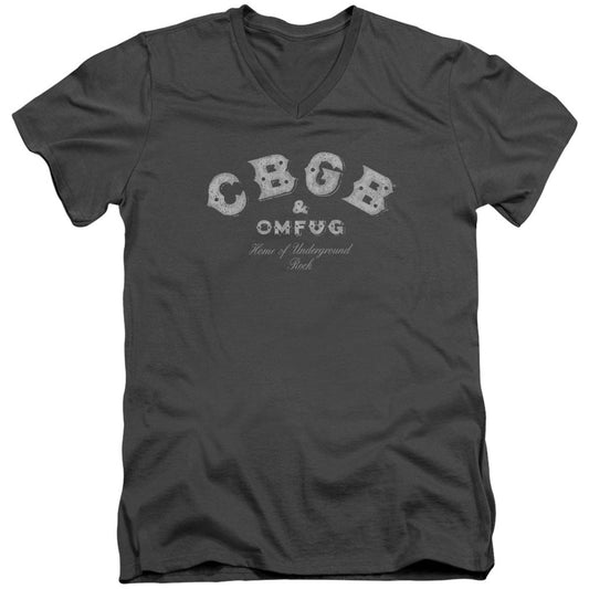 CBGB Tattered Logo Adult V-Neck Slim Fit T-shirt